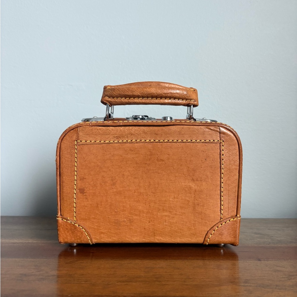 Classic Tan Leather Mini Suitcase